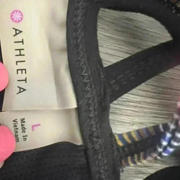 Athleta Womens Multicolor Cross Keyhole Back Sports Bra Size Large - Picture 5 of 8